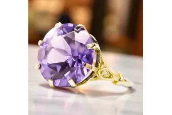 الكساندريت 14 كارت من الذهب الأصفر خاتم مجوهرات فينتاج vrc073y